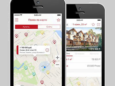 iOS: Real Estate App "Etagi" app estate find home house ios ios 7 iphone map menu real ui