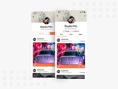 Profile Screen for Mobile app - Social app