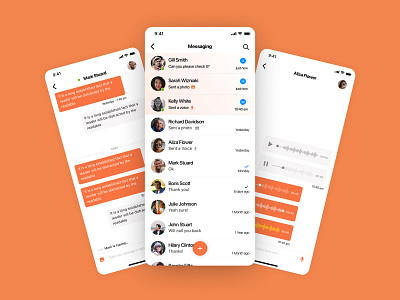 Inbox/Message UI Screen for Social mobile app clean ui inbox screen message screen mobile orange app social app ui