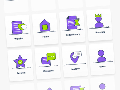Empty State Icons/Illustrations for Mobile app 2d icons empty state home icons illustration location messages order history premium reviews users wishlist