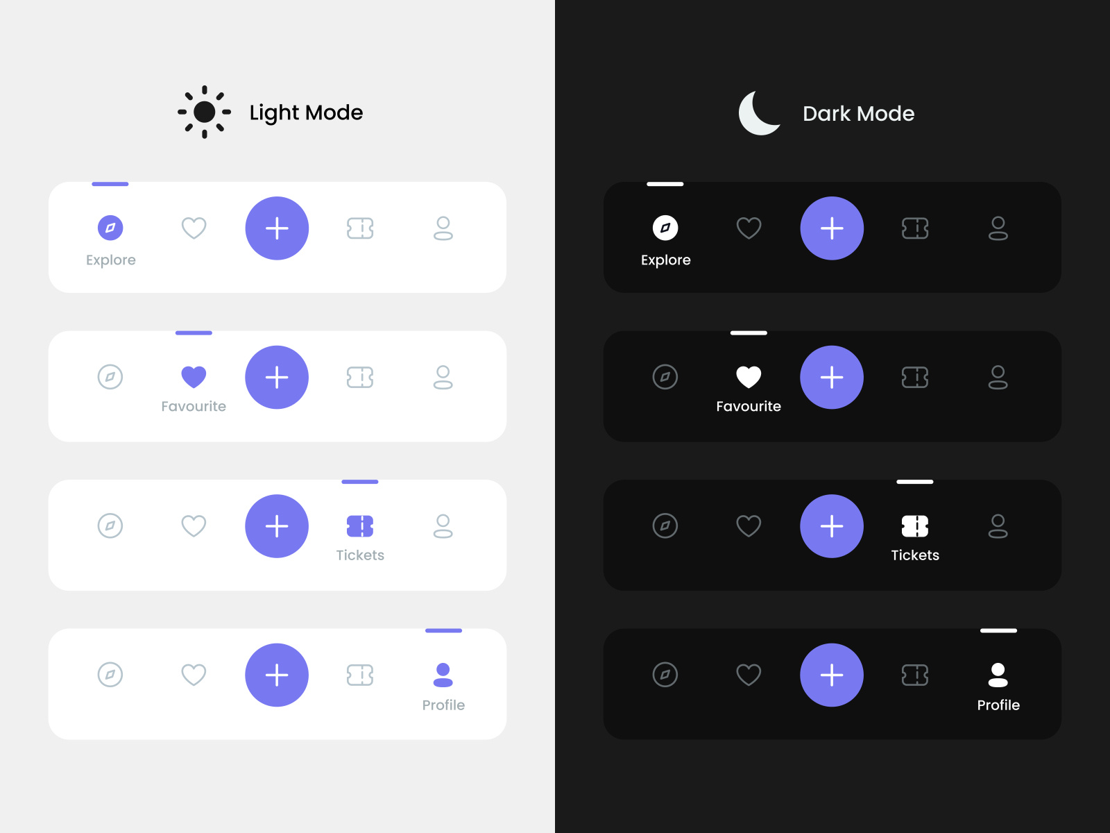 Navigation/Tab-bar for Mobile app (Light/Dark mode) by Masood Ali on ...