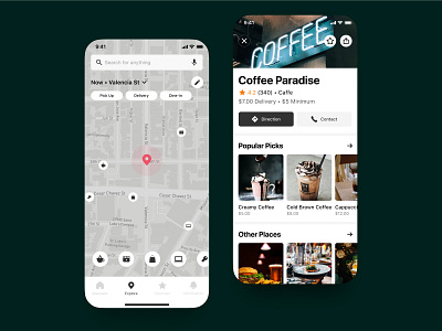 Store/Nearby Place Locator & Navigator - Mobile app design google map navigator screen nearby place locator ui