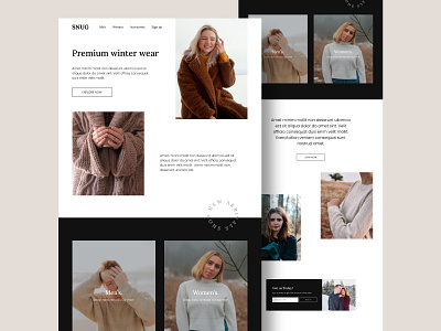 SNUG winter wear landing page design landing page design ui web design