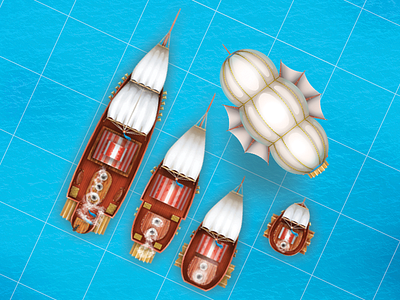 Staempunk ships pack. art game imessages ship steampunk ui ux