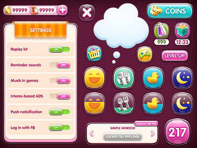 UI art buttons menu mobile ui. art. game. deesign