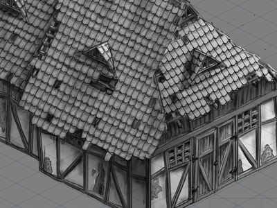 Kuhstall (sketch for 3d artist ) 2d art building game