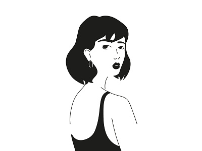 the look adobe illustrator black white black and white design illustration illustration art line artwork lineart minimalistic vector woman art woman illustration woman portrait