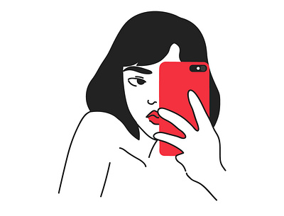 selfie adobe illustrator illustration illustration art illustrator minimalistic phone red lipstick selfie simple vector vector illustration woman illustration woman portrait
