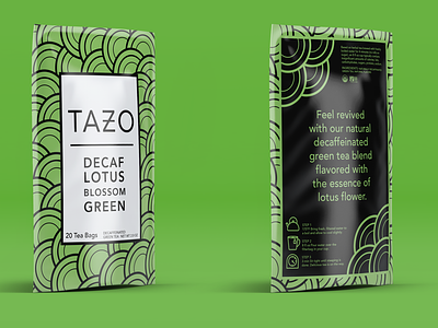 Tazo - Decaf Lotus Blossom Green (Version 1) branding design illustration package design tea typography