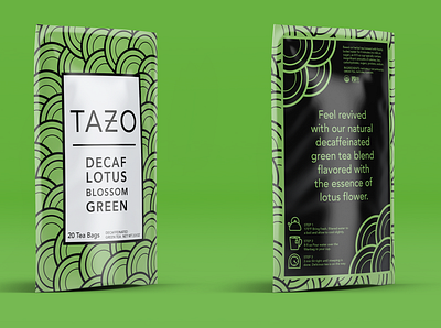 Tazo - Decaf Lotus Blossom Green (Version 1) branding design illustration package design tea typography