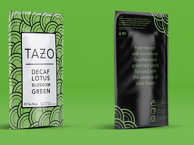 Tazo - Decaf Lotus Blossom Green (Version 2) branding design illustration package design tea typography