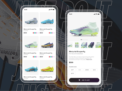 Ecommerce product UI- Nike cards color selection ecommerce nike nike product page nike products product description product detail page product list product page size selection truncation ui design