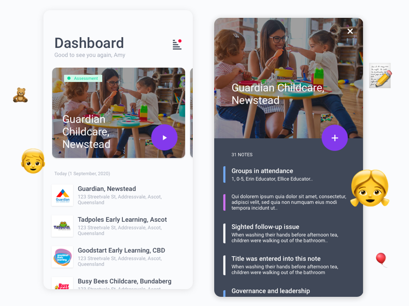 Childcare Monitoring by Tania Richardson on Dribbble