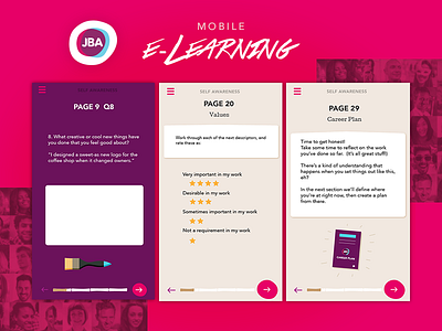 Mobile eLearning UI Design elearning entrepreneurs mobile pink