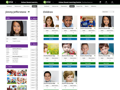 QK Elym Redesign childcare dashboard profiles software ux design