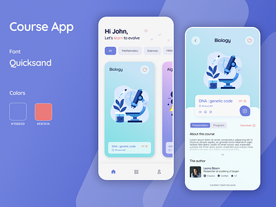 CourseApp app course course app design learning learning app mobile ui