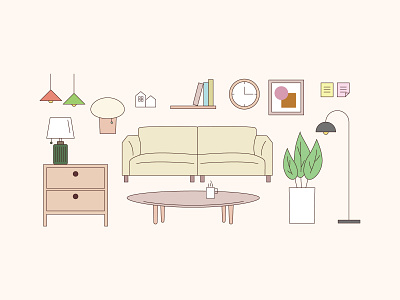 living room design flat graphic design icon illustration living room minimal vector