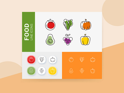 Food line icons app design food fruits graphic design health icon illustration line vector vegetables