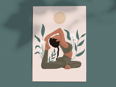 Woman illustration for yoga studio design faceless girl graphic design illustration poster print vector woman yoga