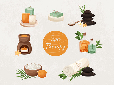 Spa elements beauty collection design health illustration massage natural relax relaxation salon set spa therapy vector wellness