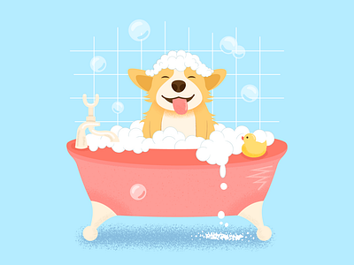 Dog in the bath by Lena Berezkina on Dribbble