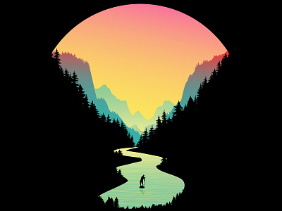 Great Paddleboarding Adventure adventure colorful illustration nature paddle paddle board paddleboard sunset t shirt design water