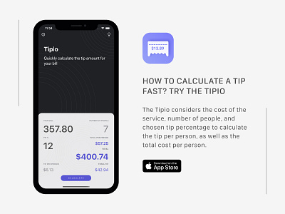 Tipio - Calculate the tip & Split bill app appdesign figma finance app ios neumorphic neumorphism ui uiux userexperience userinterface ux