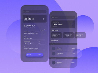 Banking App - Glass Design app bank app banking black branding colorful design figma glass glasses glassmorphism ios uiux userinterface