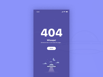 404 Error Screen 404 error illustration ios screen ufo ui ux