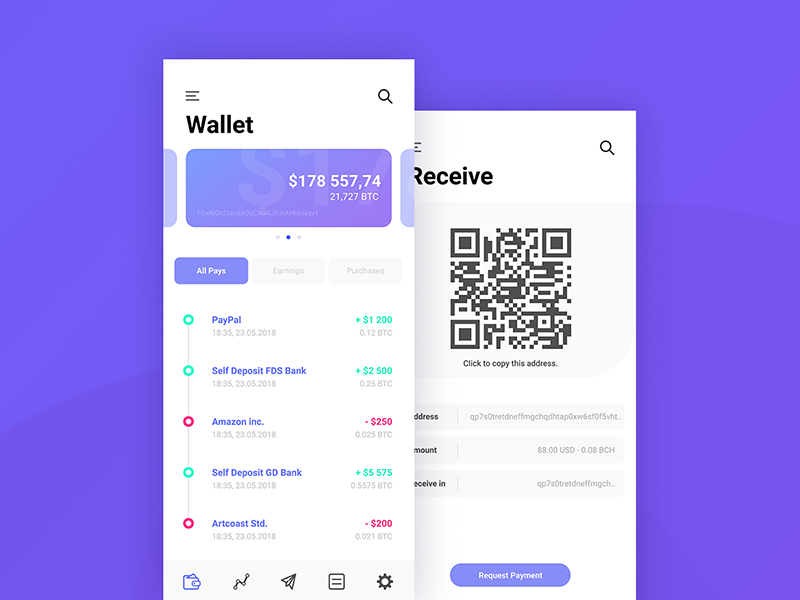 Bitcoin Wallet figma cash cryptocurrency crypto ripple qr ux ui money ethereum wallet bitcoin