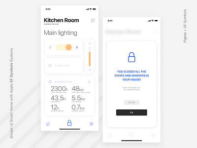 Simple UI Smart Home with Apple SF Symbols Systems