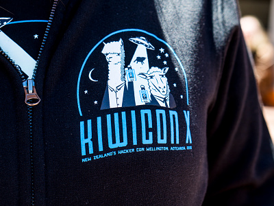 Kiwicon X Hoodie Detail design hoodie illustration merch typography