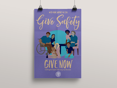 Give Safety Poster for Wellington Rape Crisis illustration pastels poster typography