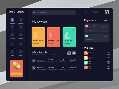 Cryptocurrency UI Dashboard crypto cryptocurrency dashboard design graphic design nft ui ux web