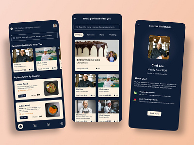 An App to Hire a Chef app chef design food menu mobile app mobile app design mobile design mobile ui ui ux