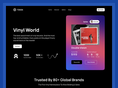 Digital Vinyl Trading Store black concert landing landing page music songs ui ux vinyl web web page website