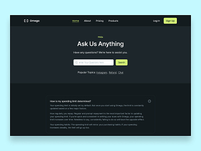 Faq Page black design faq fintech green landing landing page ui ux web website