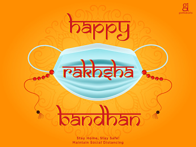 Happy Rakhsa Bandhan branding design flat illustrator logo minimal poster design type typography vector