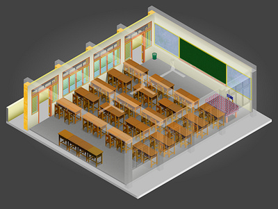 Classroom architecture design classroom illustration isometric isometric illustration vector art vector illustration vectorart