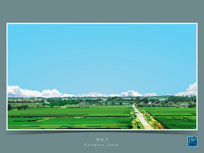 Window of the World: Kanagawa illus illustration illustration art japan kanagawa landscape paddy field rural travel vector vector art vector illustration vectorart