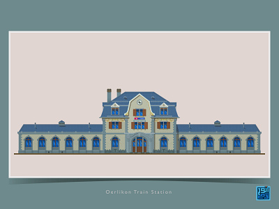 The Art of Building: Oerlikon Train Station architecture building illustration illustration art oerlikon old building switzerland train station ve vector vector art vector illustration vectorart zurich