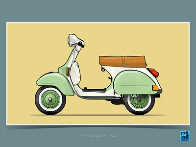 The Art of Wheels: Vespa P125X illustration illustration art motorcycle retro vector vector art vector illustration vectorart vespa