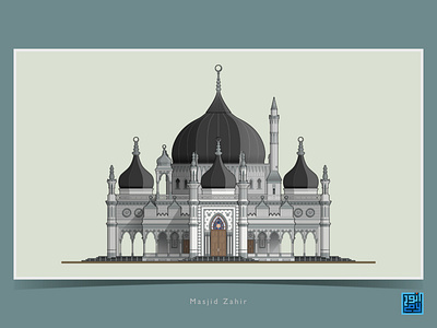Masjid Zahir architecture building illustration illustration art islamic malaysia masjid mosque religious vector vector art vector illustration vectorart