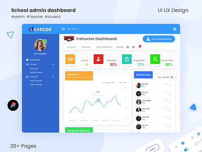 School Admin Dashboard UI UX Design admin dashboard live intructor live study school dashboad student dashboard teacher dashboard