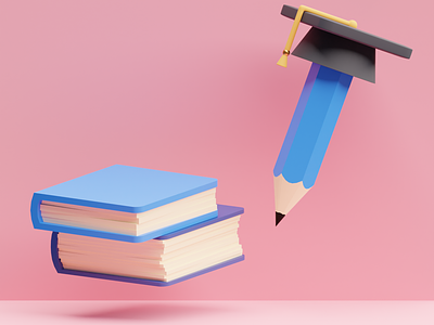 Higher Education 3d blender books education graduation graphic higher education illustration pencil