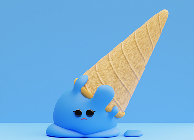 Uh-oh! 3d 3d graphic blender cry fail icecream illustration oops sad