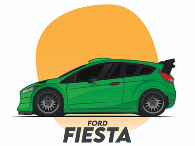 Ford Fiesta 2021 2d adobe automobile car design designer flatart ford graphic green illustration new sports vectorart wheel