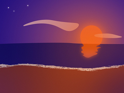 Peaceful Scene adobe design dribbbleweeklywarmup gradient graphic design illustration illustrator peaceful sunset