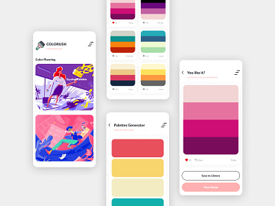 Color Palettes App - Colorush design illustration mobile mobile app mobile ui mobiledesign ui uidesign uiuxdesign ux