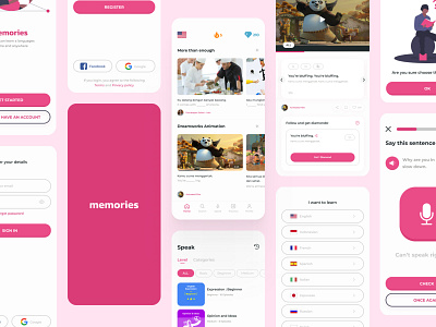 Learning Language App - Memories design mobile mobile app mobile ui mobiledesign ui uidesign uiuxdesign ux